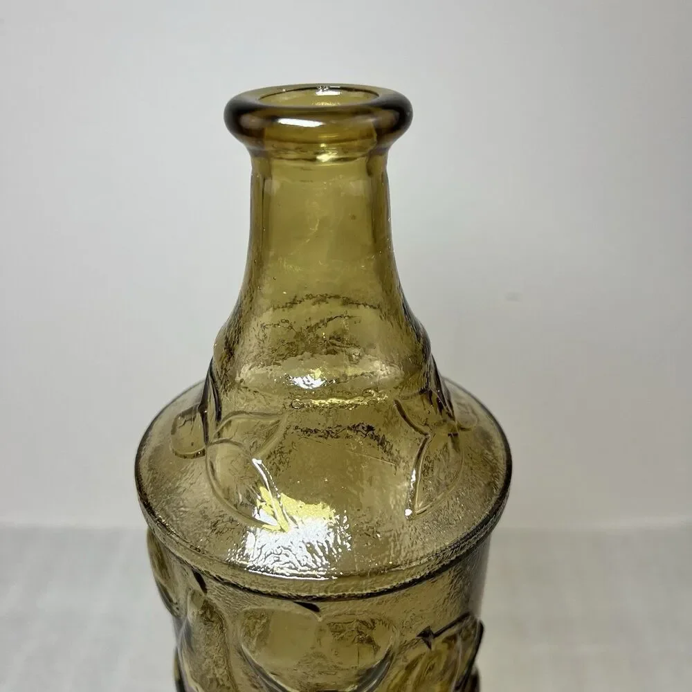 MCM Empoli Italian Ember Glass Decanter Genie Bottle Grape Fruit 20.5” W Stopper
